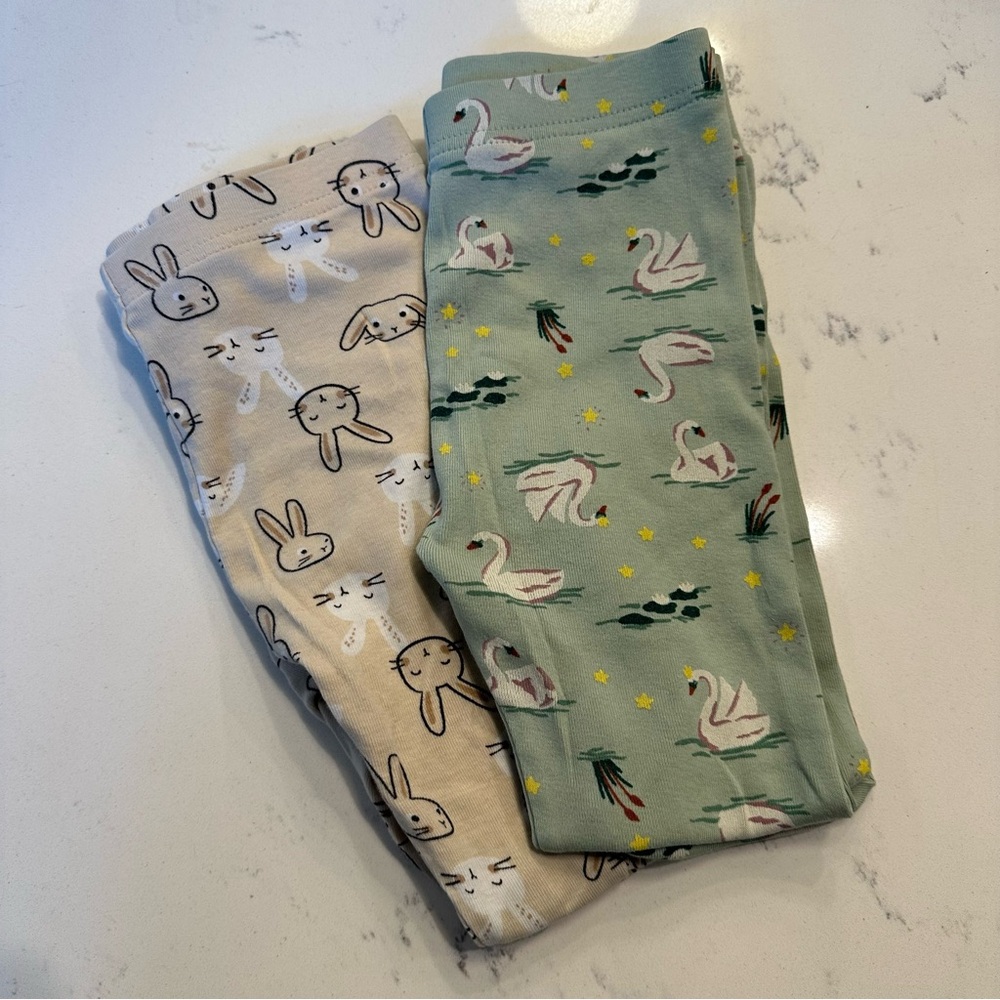 Old Navy Easter Bunnies and Swan Girls Leggings size 5T